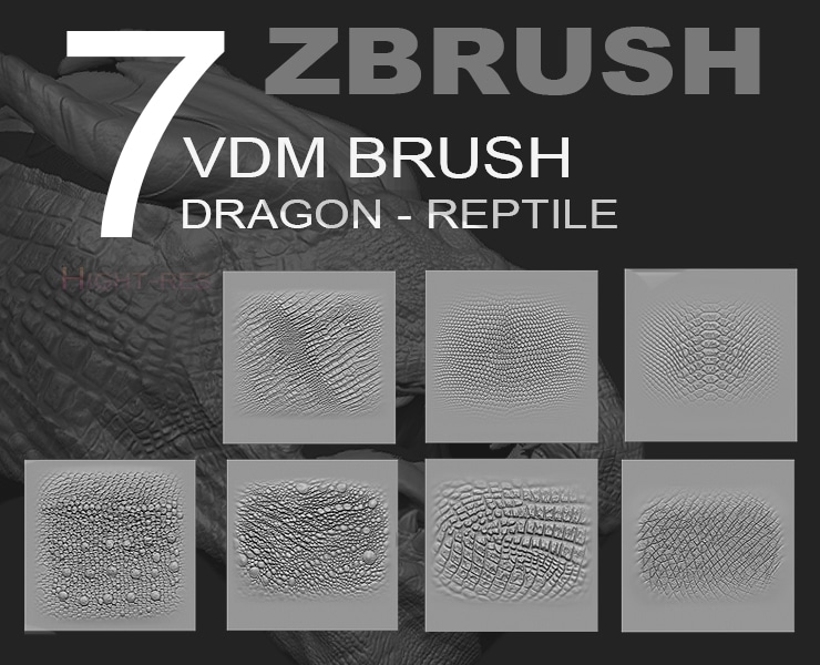 一个zbp格式的zbrush笔刷,适用于各种恐龙,爬行类动物皮肤纹理